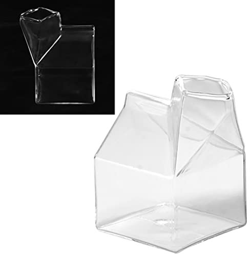 Jarra de leche de cristal de cartón para leche, linda taza transparente de cartón de leche