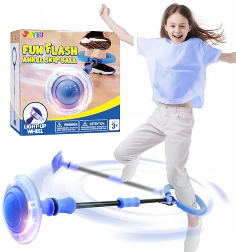 JOYIN Anneau de Saut Clignotant pour Enfants Ballon de Saut de Sport Roue de balançoire de Balle de Saut de Cheville Pliable avec Roue Lumineuse Balle de Saut Flash intérieur et extérieur