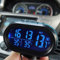 ​12 V digitales Auto-Uhr-Thermometer, Voltmeter, elektronische Uhr, LED-Temperatur-Voltmeter, Auto-Uhr, Thermometer, Monitor, Temperatur, Armaturenbrett (blau)