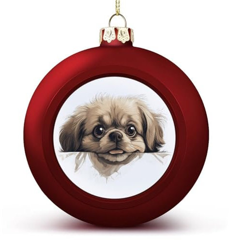 Lustige Weihnachtskugeln für Hunde, Pekinese, hängende Kugel, dekorativ für Weihnachtsbäume, Feiertagsparty, Neujahrsgeschenk