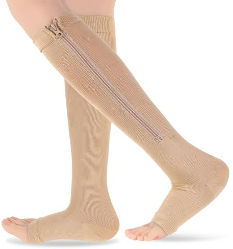 Medizinische Kompressionsstrümpfe Offene Spitze Stützstrümpfe Lange Kompressionssocken Damen Herren Reisestrümpfe Thrombosestrümpfe für Krampfadern Flug Laufen Sport