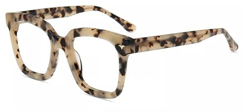 Firmoo Übergroße Blaulichtfilter Brille Damen Herren Quadratische Rahmen | Acetat Gegen Kopfschmerzen Entspiegelt Anti-Glanz Vollrandbrille für PC/Handy/Fernseher,Bildschirme