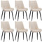 CLIPOP Samt Esszimmerstühle 6er Set Küchenstühle Polsterstuhl Wohnzimmerstuhl Gepolsterte Sessel Sitzfläche mit Rückenlehne und Metallbeine (6er Set, Beige)