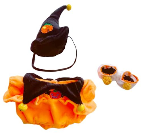 niannyyhouse 20 cm Puppenkleidung, Hut, Overall, Schuhe, Halloween, magischer Anzug, 20,3 cm, Stoffpuppe Dressup (Orange)