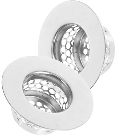 KONTONTY Filtre de Drainage en Acier Inoxydable 304 pour Évier et Lavabo de Salle de Bain, Facile à Nettoyer, Lot de 2 Pièces, Attrape-cheveux et Débris Cuisine et Salle de Bain