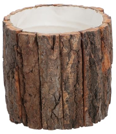 Toyvian Rustikaler Holz Blumentopf mit Baumrinde Atmungsaktiver Pflanzkübel für Außenbereich Vielseitig Einsetzbar im Garten mit Natürlichem Landhausstil