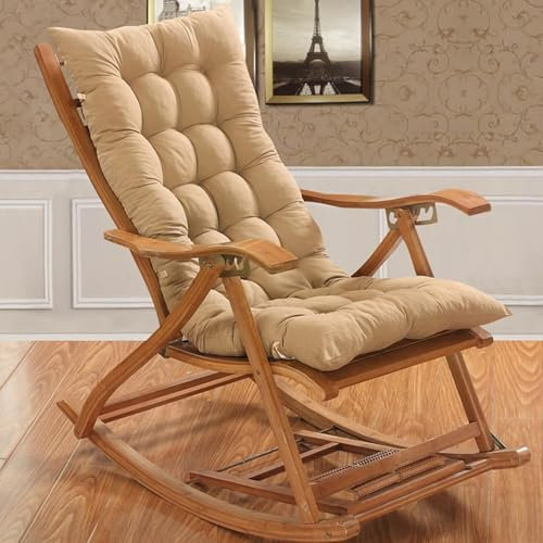 Hochlehner Auflagen 8cm, Gartenstuhlauflagen Hochlehner 120x50 Mit Bändern, Bequeme Sitzauflagen Gartenmöbel, Stuhlauflage Sitzkissen Indoor Outdoor Rückenlehne Auflage(Beige)