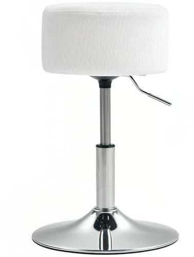 HOMCOM Barhocker, Gepolstert Barstuhl mit Metallgestell, Cordoptik, Höhenverstellbar Küchenstuhl mit Fußstütze 360° Drehbar Tresenhocker für Küche, Wohnzimmer, Esszimmer Weiß