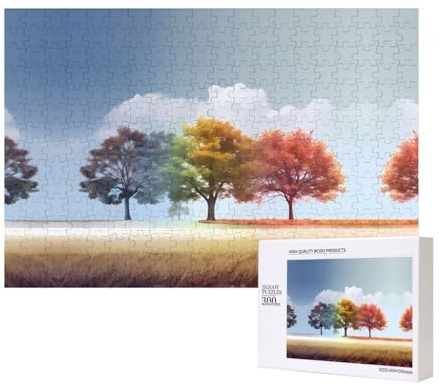 Phayah Quatre saisons Arbre Puzzles 300 pièces pour puzzle en bois pour la famille et les amis Décoration murale Art mural 40 x 28 cm