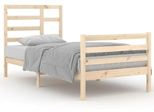 Eleganz Massivholzbett 90x200 cm - Robustes Bett aus massiver Eiche für Schlafzimmer, langlebig & stabil - Perfekt für kleine Räume und Gastzimmer