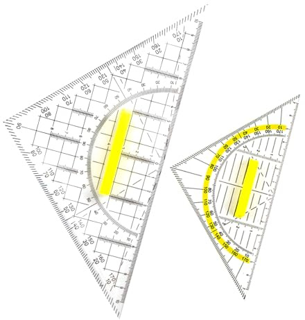 JurciCat 2 Stück Geodreieck mit Griff Geodreieck Flexibel Geodreieck Klei (14cm) Geodreieck Groß (20cm) Ideal zum Zeichnen Kartografieren Modellieren Mathematik und Kunst
