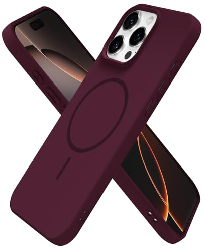 oakxco for iPhone 16 Pro Case Silicone Mag Safe, Magnetic Slim Thin Phone Case Compatible with Magsafe Wireless Charging, Cute Girly Aesthetic Soft Rubber Gel Safecase for Women Girls, Burgundy