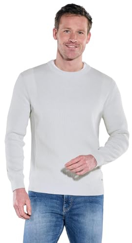 engbers Herren Rundhals Pullover mit Rippstruktur, Hellgrau