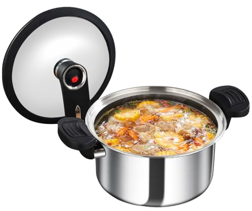 Schnellkochtopf Edelstahl 304 – 3,5L 5L Induktion Gas Geeignet | Multifunktionaler Dampfkochtopf Mit 5-Schicht Stahlboden | Kochtopf Für Schmoren, Suppen, Eintopf, Küche