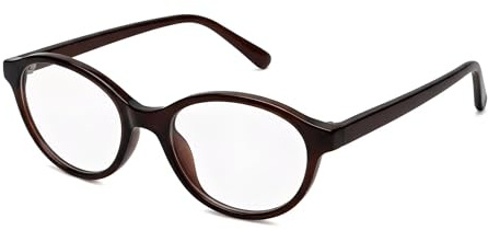 AQRNKK Oval Blue Light Glasses for Women Men Small Cat Eye Frame Anti Eye Satrain Headache Eyeglasses Y2K Clear Lens for Computer Gaming Reading (Dark Brown, 0.0, x)