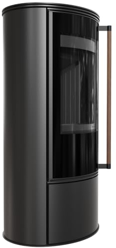 KRATKI ERIK Ø150 5,5 kW Schwarz Termotec Ofen mit Griff aus Jatoba-Holz