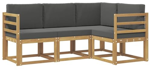 vidaXL Outdoor-Sofagarnitur mit Kissen 4 pcs Weiß und Anthrazit, Garten, modernes Sofa für draußen, Elegante Lounge, strapazierfähige Möbel für Terrasse und Patio