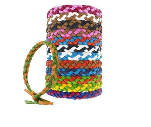 Pulseras antimosquitos de cuero, 12 pulseras ajustables