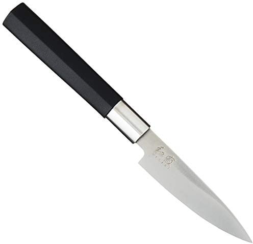 KAI Wasabi Black Couteau Utilitaire 10,0 cm de longueur de lame - acier inoxydable poli 6A/1K6 58 (±1) HRC - poignée en polypropylène noir - couteau polyvalent - Fabriqué au Japon