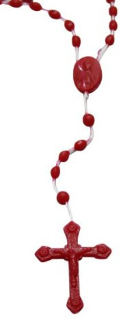 MaMeMi Rosenkranz aus Nylon in ROT Länge 42 cm mit Kreuz und MARIENMEDAILLE für GEBET Kommunion und Gruppen geeignet TRADITIONELL CHRISTLICH