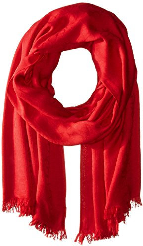 Calvin Klein Damen Leichter Tonalem Logo-Muster Pashmina-Schal, Rouge Red, Einheitsgröße