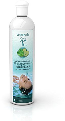 Camylle - Velours de Spa Eucalyptus/menthe - Fragrance à base d'Huiles Essentielles 100% Pures et Naturelles pour Spa - Rafraîchissant aux arômes frais et stimulants - 500ml