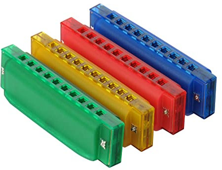 Classic Cantabile FunKids Mundharmonika (C-Dur Tonart, Lieferung farblich unsortiert in grün, gelb, rot oder blau, 20 Stimmzungen, 10 Kanzellen)