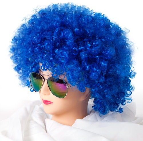 Cabaret Perücken Bob Afro Perücke Karneval Fasching Kostüm Chique Babe Locken (Afro Blau)