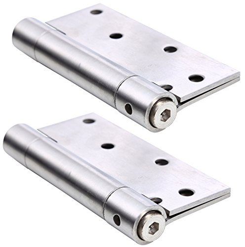 UHPPOTE 4 inch Acero Inoxidable Single Resorte Muelle Puerta Bisagra Automáticamente Cerrado Cómodo (Paquete de 1 Par)
