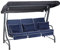 Alfresia Roma 3-Seater Garden Swing Seat - Outdoor Patio Swing Chair with Adjustable Waterproof Canopy and Luxury Cushions, Charcoal Canopy and Frame Navy Blue Luxury Cushions