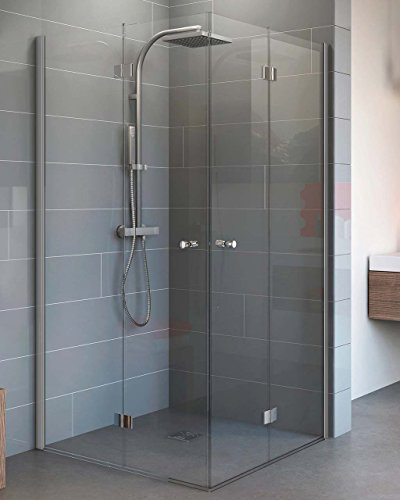 Schulte paroi de douche accès d'angle avec portes pliantes 90 x 90 x 192 cm, profilé alu-argenté, verre de sécurité 5 mm transparent antical, plage de réglage 89-90.8 cm, largeur d'accés 113.5 cm