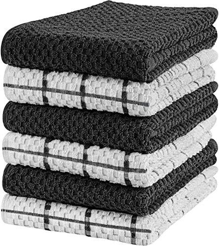 Utopia Towels -[144 Pack Kitchen Towels Set - 38 x 64 cm - 100% Ring Spun Cotton Super Soft and Absorbent Dish Towels, Tea and Bar Towels (Black)