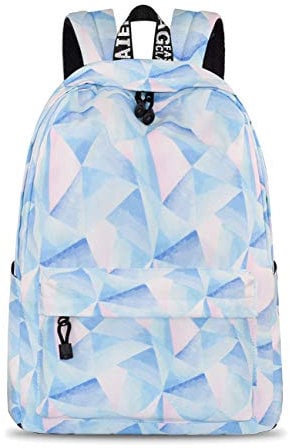 YANAIER Waterproof School Backpack for Girls Teens Cute Print Bookbag Laptop Backpack Women Travel Casual Daypack Light Blue