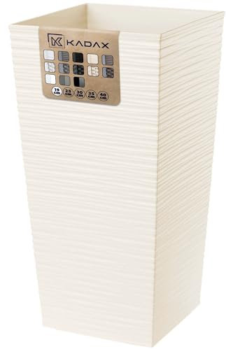 KADAX Elegante Vaso Alto per Piante da Interno ed Esterno Decorativo, Grande Fioriera in Plastica per Giardino e Balcone (Crema, Irregolare, 36 cm)