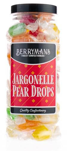 Original Jargonelle Pear Drops Retro Boiled Sweets Gift Jar By Berrymans Sweet Shop - Classic Sweets, Traditional Taste.