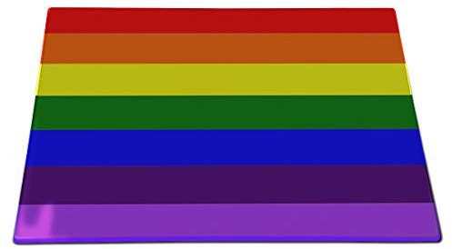 ShopQuality4U Premium Medium Glass Cutting Board Cheese Board Board Rainbow LGBT Gay Flag Design Design Kitchen Worktop Saver Protector