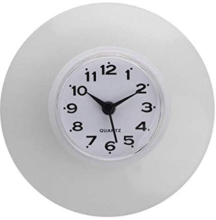 Ogquaton Réveil, Cuisine étanche Salle de Bain Douche Horloge Murale Ventouse réfrigérateur décoration Cadeau - Blanc rentable et de Bonne qualité