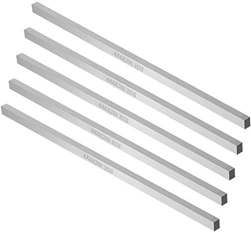 XMHF 5 Stück Drehmaschine HSS Vierkantschneidewerkzeug Bits Bar Rechteck Drehbank Fliegenschneider Fräser Blank 6 x 6 x 200 mm