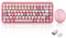 Perixx PERIDUO-713PK Wireless Mini Keyboard and Mouse Combo - Retro Round Key Caps - Pastel Pink - US English Layout…