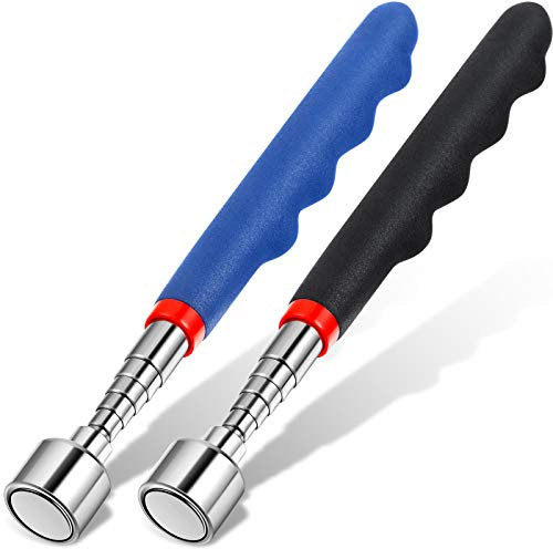 Telescoping Magnetic Pickup Tool 20 Lbs Magnet Extension Tool Telescoping 30 Inch Extendable Stick Gadget for Men Suitable for Birthday Father's Day Christmas(Blue and Black,2 Pieces)