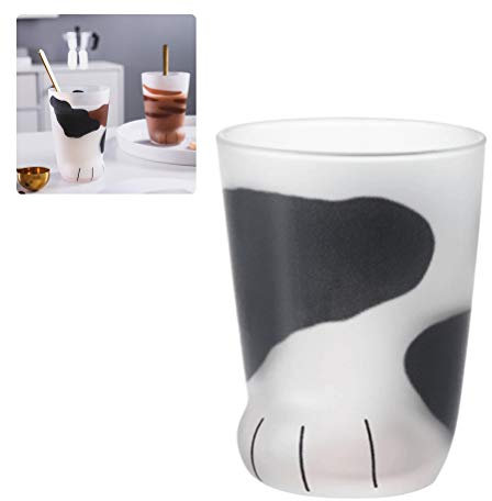 Katze Pfoten Glas Cup, Tasse mit Katzenpfoten Motiv Becher Büro Kaffeetasse Frühstück Milch Glas Tasse Geschenk