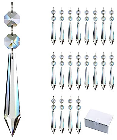 GOLDENHAITAI 20 colgantes de cristal para lámpara de araña con cuentas de octágono (76 mm transparente), Decoracion
