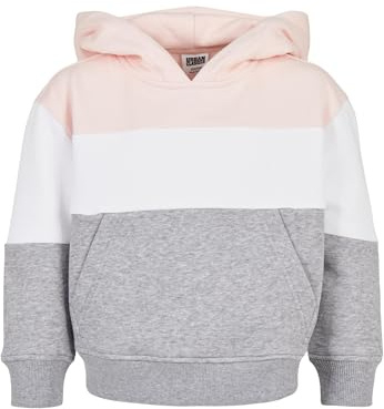 Urban Classics Mädchen Kapuzenpullover Girls Oversize 3-Tone Hoody lightrose/White/Grey 110/116