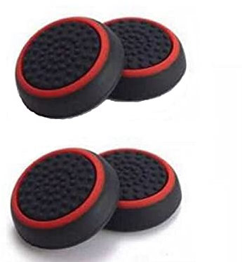 Pack of 4pc Red Thumb Grip Stick Caps Cover Controller Keycaps Grips For PS3, PS4, Xbox360, Xbox One & Xbox Series (Black & Red)