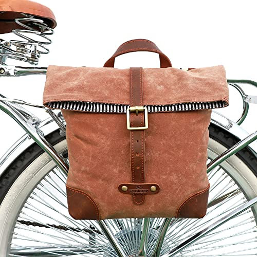 Tourbn Wax Canvas Leder Fahrrad Rücksitz Tasche für Damen Schulter Messenger Lenker Tasche