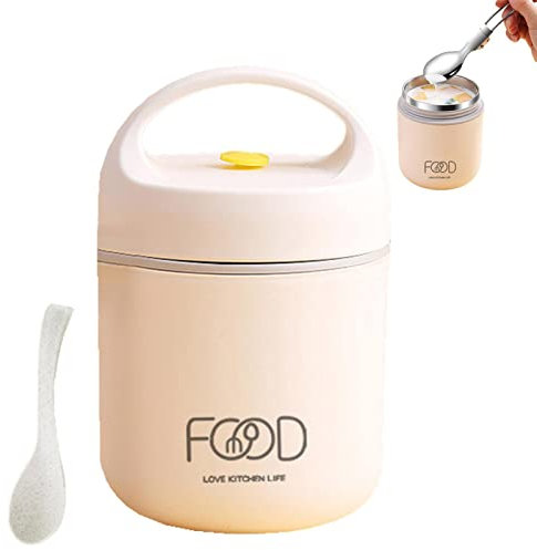 Waaka Termos para Acero Inoxidable, Termo para Almuerzo Acero Inoxidable con Aislamiento Al Vacío Doble Pared 2 Niveles, Termo Comida Caliente, Fiambrera Térmica