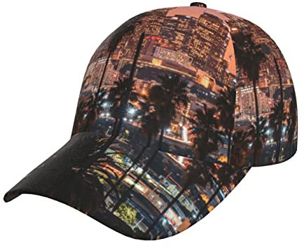 ASEELO Los Angeles Palmen Print Hat Visor Flat Visor Baseball Cap Adjustable Casual Hat, Schwarz, Einheitsgröße
