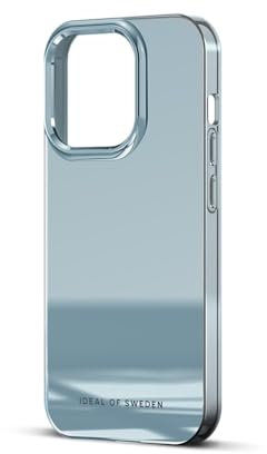 IDEAL OF SWEDEN Durchsichtige Handyhülle mit erhöhten Kanten und Nicht vergilbenden Materialien, fallgetesteter Schutz mit Spiegel Finish, kompatibel mit iPhone 15 Pro (Sky Blue Mirror)
