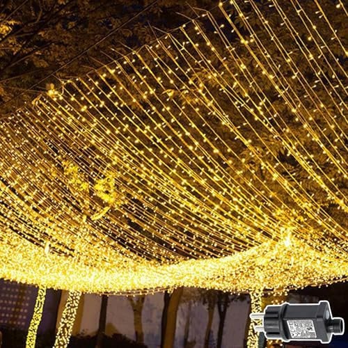 Cozymeow Lichtervorhang 600 LED 6x3 m, Lichterketten Vorhang mit Stecker, 8 Modi mit Timer Lichterkette, Wasserdicht Lichtervorhang Aussen für Außen Innen Weihnachten Hochzeit Garten