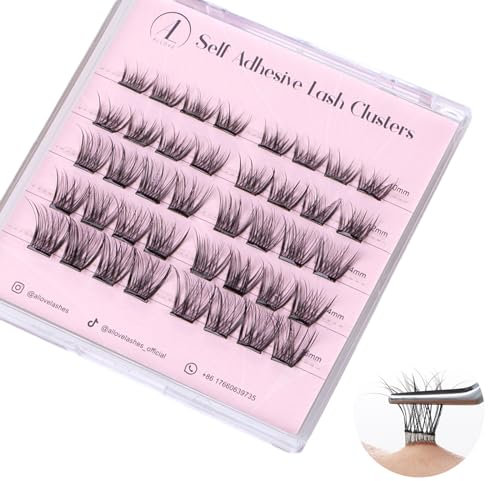 ALLOVE Self Adhesive Eyelash Clusters Press&Go Eyelash Clusters, No Glue Required, Eyelash Clusters with Pre-Glued Strip, Reusable Eyelash Clusters Press on in One Step - Camellia 11